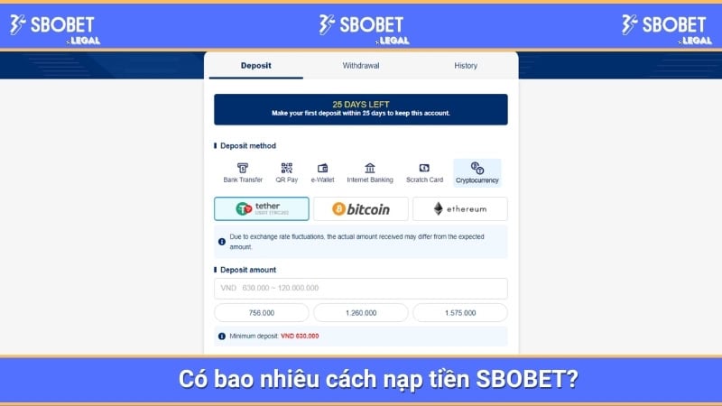 Có bao nhiêu cách nạp tiền SBOBET? 