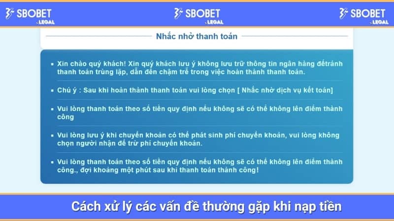 Cách xử lý các vấn đề thường gặp khi nạp tiền 
